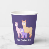 Niedliche Alpaka-Familie - flauschiger pastellfarb Pappbecher (Vorderseite)