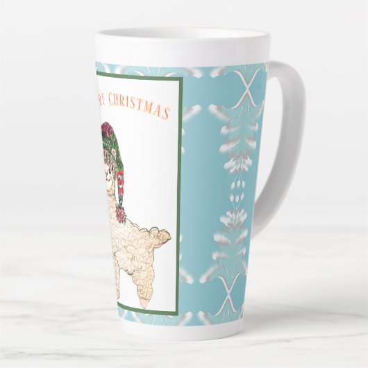 Niedliche Alpaka mit festlichem Hut Milchtasse (Rechte Ecke)