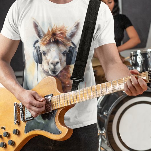 Niedliche Alpakawolle mit Kopfhörer T-Shirt