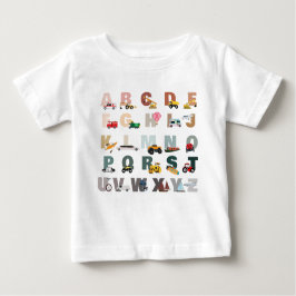 Niedliche Alphabet-ABC-LKWs, Transportfahrzeuge Baby T-shirt