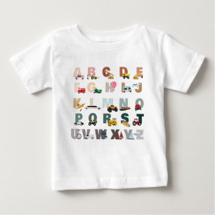 Niedliche Alphabet-ABC-LKWs, Transportfahrzeuge Baby T-shirt