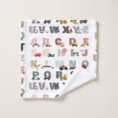 Niedliche Alphabet-ABC-LKWs, Transportfahrzeuge Badhandtuch Set (Waschlappen)