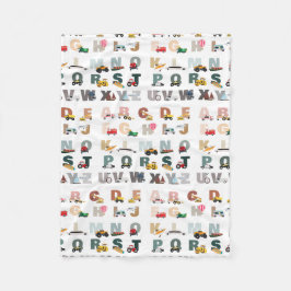 Niedliche Alphabet-ABC-LKWs, Transportfahrzeuge Fleecedecke