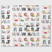 Niedliche Alphabet-ABC-LKWs, Transportfahrzeuge Geschenkpapier (Flach)