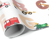 Niedliche Alphabet-ABC-LKWs, Transportfahrzeuge Geschenkpapier (Rolleneckpunkt)