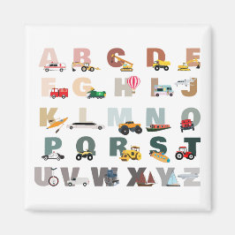 Niedliche Alphabet-ABC-LKWs, Transportfahrzeuge Magnet