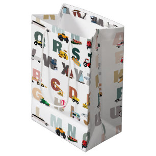 Niedliche Alphabet-ABC-LKWs, Transportfahrzeuge Mittlere Geschenktüte