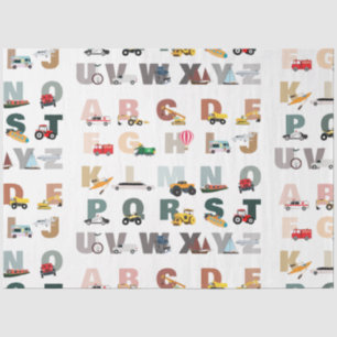 Niedliche Alphabet-ABC-LKWs, Transportfahrzeuge Seidenpapier