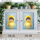 Niedliche, als gelbe Ente verkleidete Kätzchen DL4 Seidenpapier