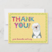 Niedliche Alte Englische Schafhunde Faustfilet Blu Dankeskarte (Vorderseite)