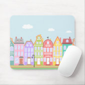 Niedliche Altstadt Cartoon Houses Mousepad (Mit Mouse)