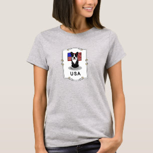 Niedliche amerikanische Flagge Boston Terrier Dog T-Shirt