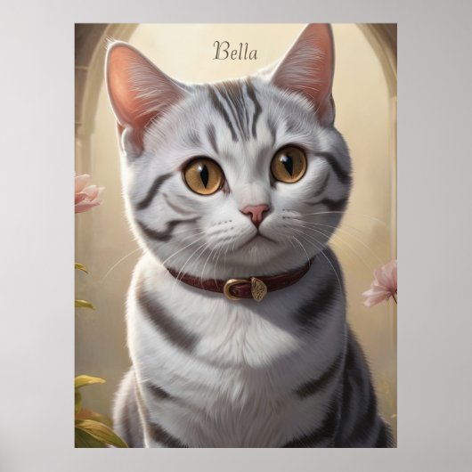 Niedliche amerikanische Kurzkatze mit Big Eyes Poster (Vorne)