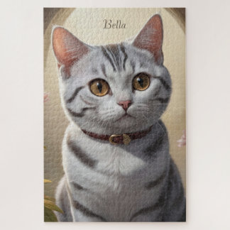 Niedliche amerikanische Kurzkatze mit Big Eyes Puzzle