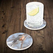 Niedliche amerikanische Robin Sits auf der Snowy B Getränkeuntersetzer