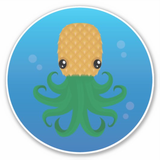 Niedliche Ananas (Ananas-Octopus) im Wasser Aufkleber (Vorderseite)