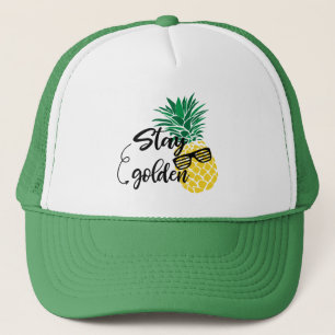 Niedliche Ananas bleibe goldenen Strandhut Truckerkappe