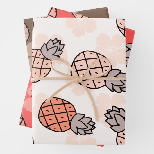 Niedliche Ananas, drei Farben Geschenkpapier Set (Beispiel)