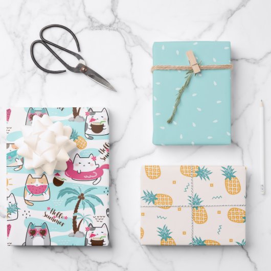 Niedliche Ananas Geschenkpapier Set (Vorderseite)
