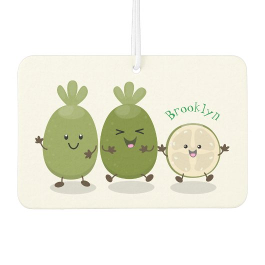 Niedliche Ananas guava feijoa Cartoon Illustration Autolufterfrischer (Vorderseite)