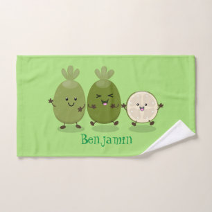 Niedliche Ananas guava feijoa Cartoon Illustration Badhandtuch Set