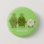 Niedliche Ananas guava feijoa Cartoon Illustration Button (Vorderseite)
