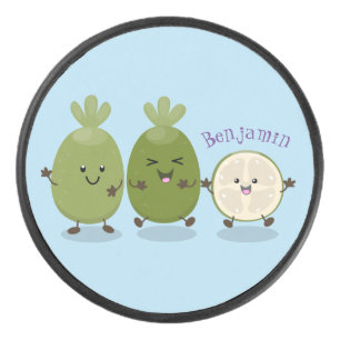 Niedliche Ananas guava feijoa Cartoon Illustration Eishockey Puck