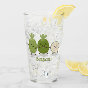 Niedliche Ananas guava feijoa Cartoon Illustration Glas