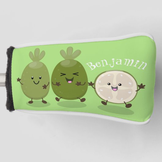 Niedliche Ananas guava feijoa Cartoon Illustration Golf Headcover (Vorderseite)