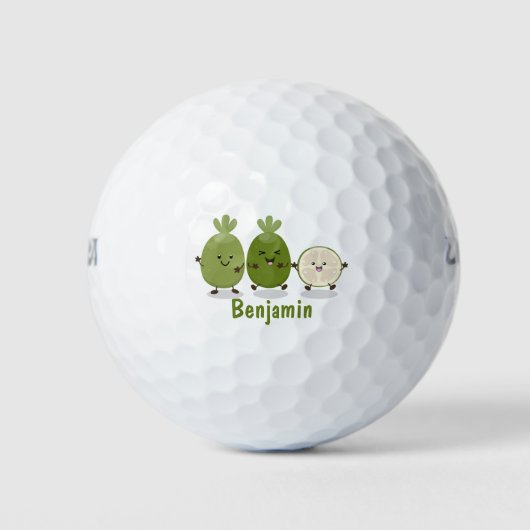 Niedliche Ananas guava feijoa Cartoon Illustration Golfball (Vorderseite)