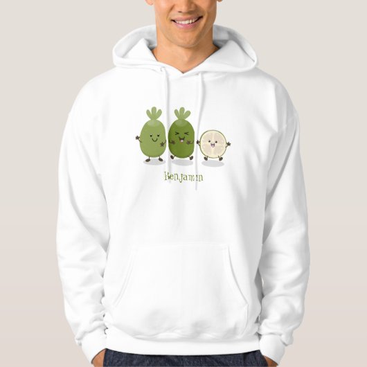 Niedliche Ananas guava feijoa Cartoon Illustration Hoodie (Vorderseite)