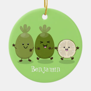 Niedliche Ananas guava feijoa Cartoon Illustration Keramik Ornament