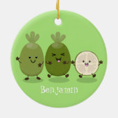 Niedliche Ananas guava feijoa Cartoon Illustration Keramik Ornament (Hinten)