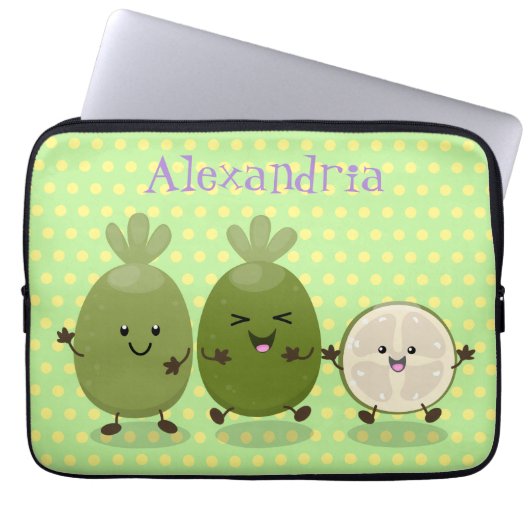 Niedliche Ananas guava feijoa Cartoon Illustration Laptopschutzhülle (Vorderseite)