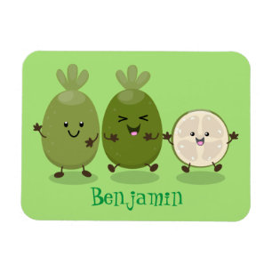 Niedliche Ananas guava feijoa Cartoon Illustration Magnet