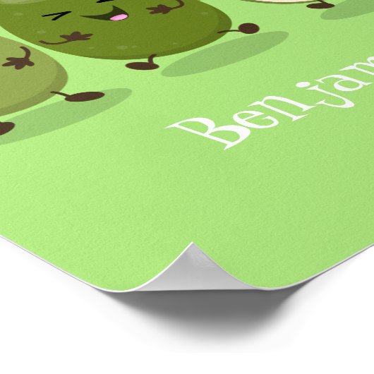 Niedliche Ananas guava feijoa Cartoon Illustration Poster (Ecke)