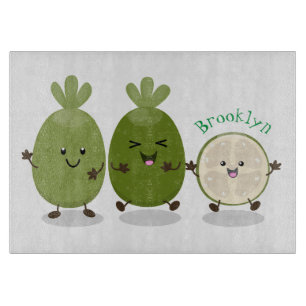 Niedliche Ananas guava feijoa Cartoon Illustration Schneidebrett