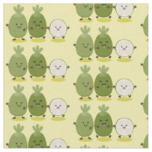 Niedliche Ananas guava feijoa Cartoon Illustration Stoff
