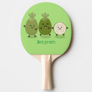 Niedliche Ananas guava feijoa Cartoon Illustration Tischtennis Schläger