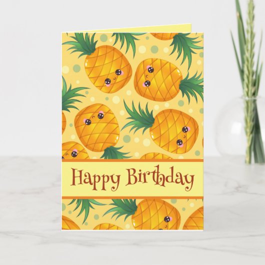 Niedliche Ananas Happy Birthday Karte (Vorderseite)