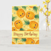 Niedliche Ananas Happy Birthday Karte (Gelbe Blume)