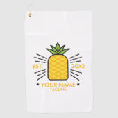Niedliche Ananas mit Monogramm Golfhandtuch (Vorderseite)