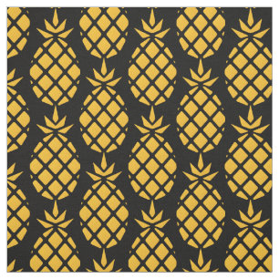 Niedliche Ananas mit schwarzem Hintergrund Stoff