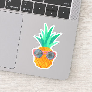 Niedliche Ananas mit Sonnenbrille Aufkleber