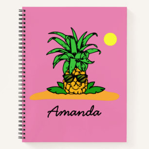 Niedliche Ananas Rosa Personalisierter Name Notizblock