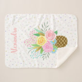 Niedliche Ananas Rose Bouquet Pink Sherpadecke (Vorderseite (Horizontal))