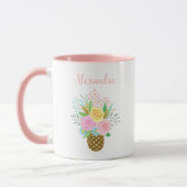 Niedliche Ananas Rose Bouquet Pink Tasse (Links)