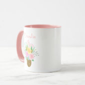 Niedliche Ananas Rose Bouquet Pink Tasse (Vorderseite Links)