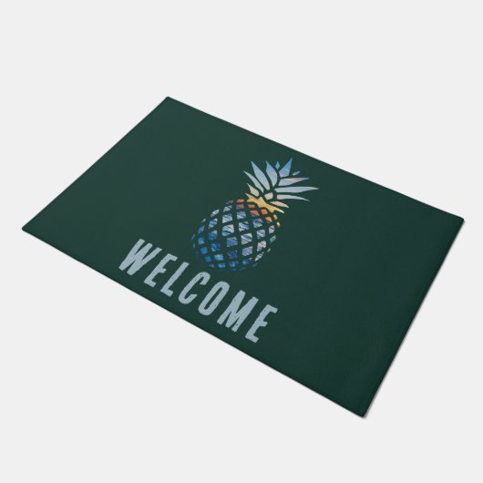 Niedliche Ananas Tropical Welcome Custom Fußmatte (Schrägansicht)