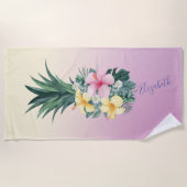 Niedliche Ananas Tropische Blume, Ombre Strandtuch (Vorderseite)